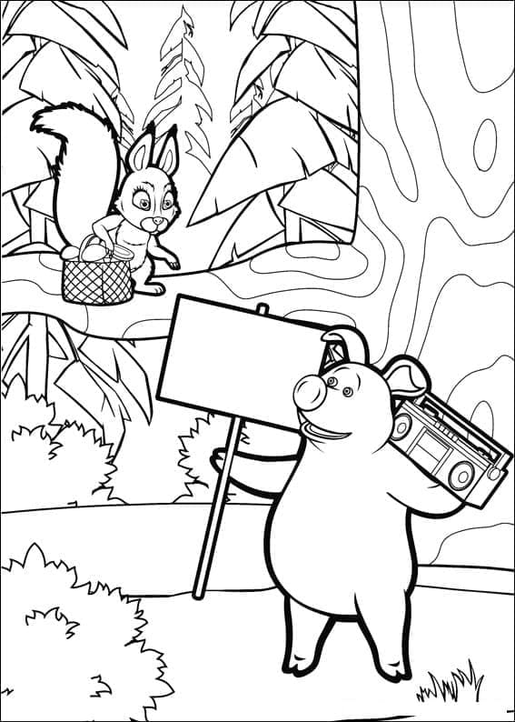 Kolorowanka Wiewiórka i Rosie z Masza i Niedźwiedź