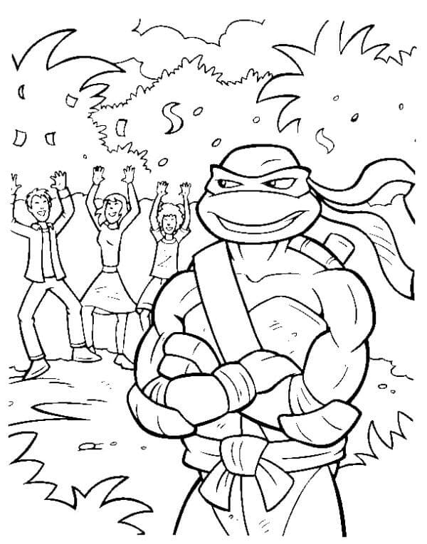 Kolorowanka Zabawny obraz Wojowniczych Żółwi Ninja
