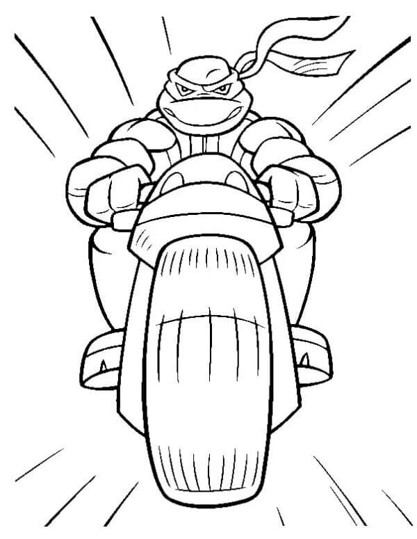 Kolorowanka Żółwie Ninja na motocyklu
