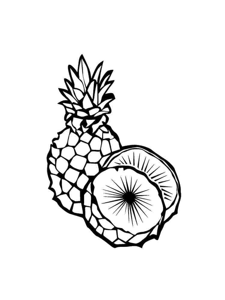 Kolorowanka Bezpłatne owoce do wydrukowania w postaci ananasa