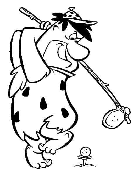 Kolorowanka Fred Flintstone gra w golfa