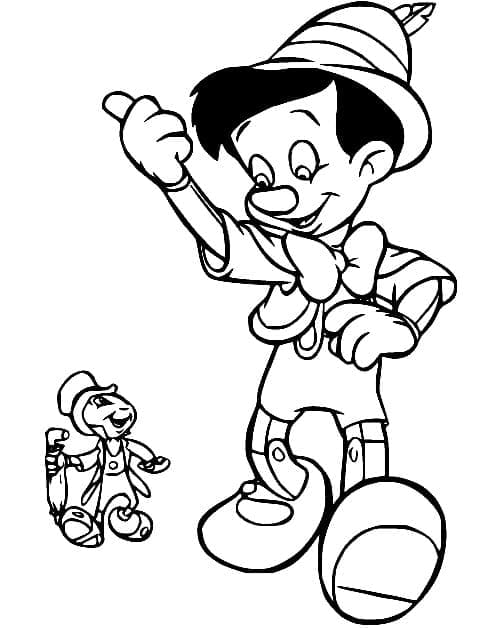 Kolorowanka Jiminy Świerszcz i Pinokio