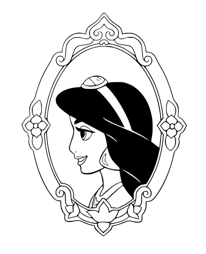 Kolorowanka Księżniczka Dżasmina w lustrze