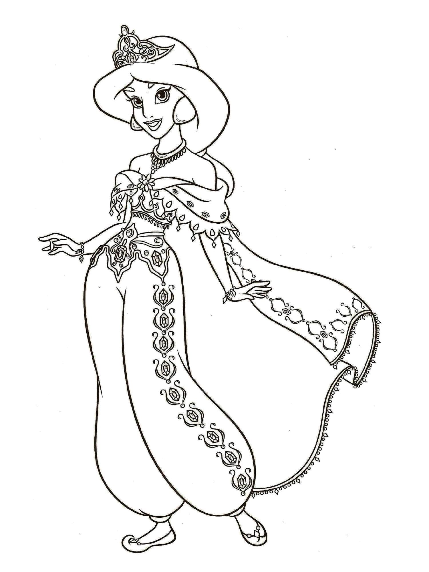 Kolorowanki Księżniczka Dżasmina z Disney Aladyn