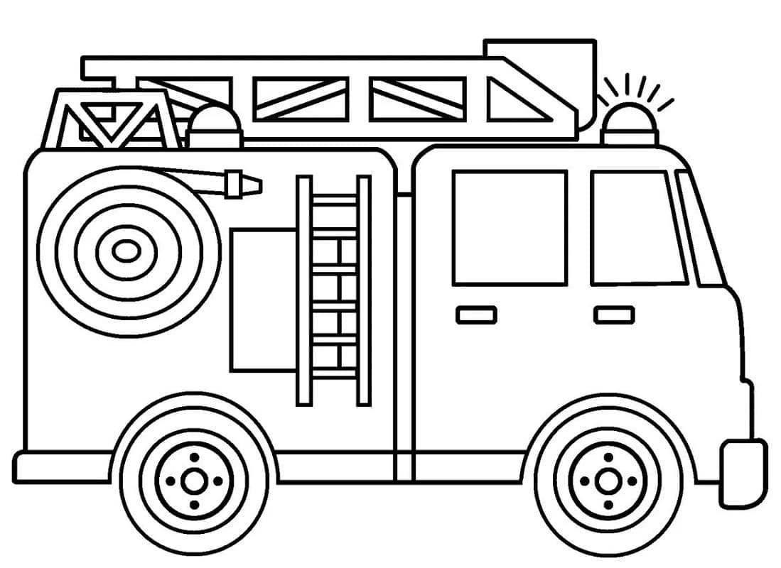 Kolorowanki Łatwy rysunek wozu strażackiego