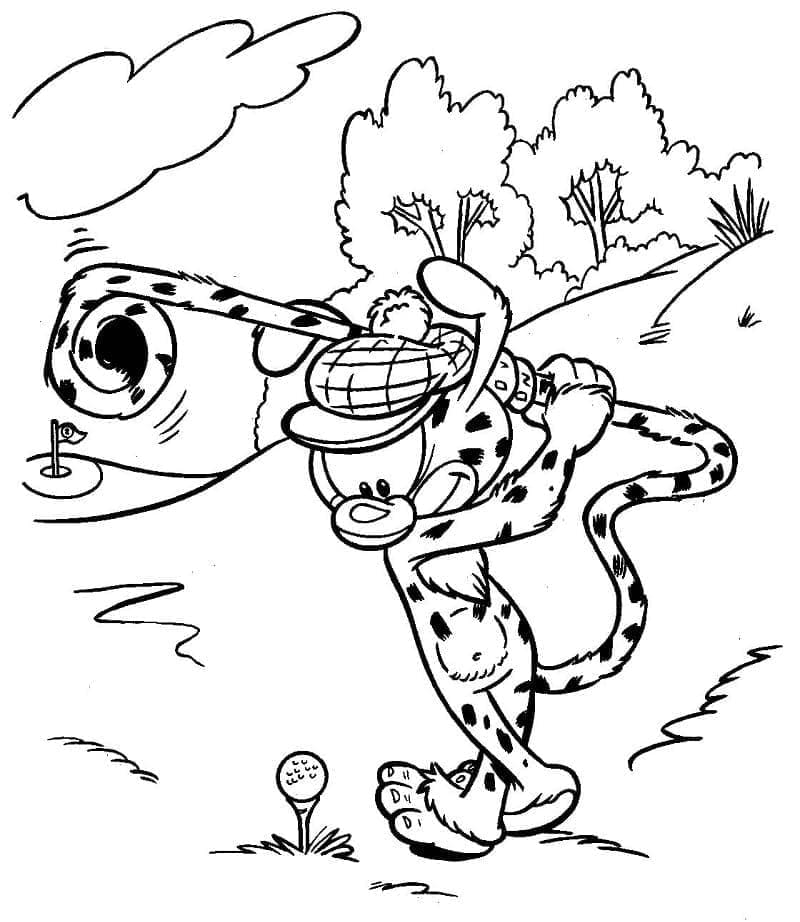 Kolorowanka Marsupilami gra w golfa