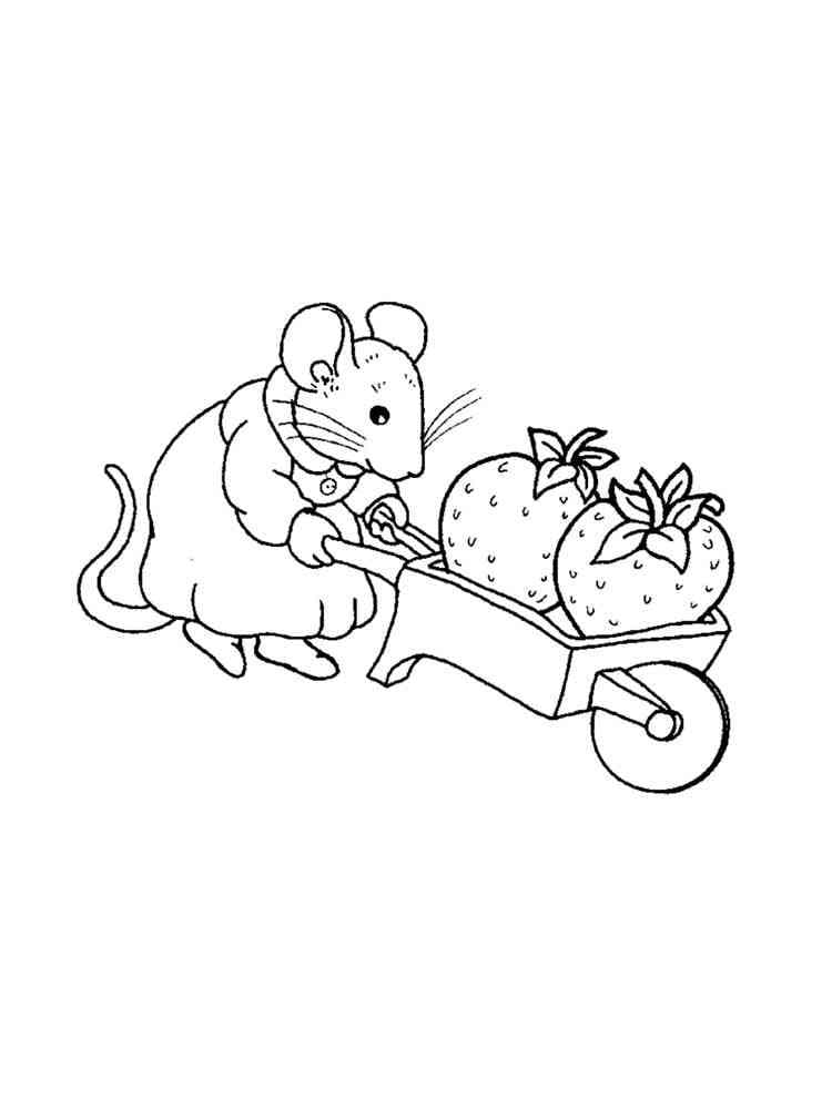 Kolorowanka Mysz i truskawki