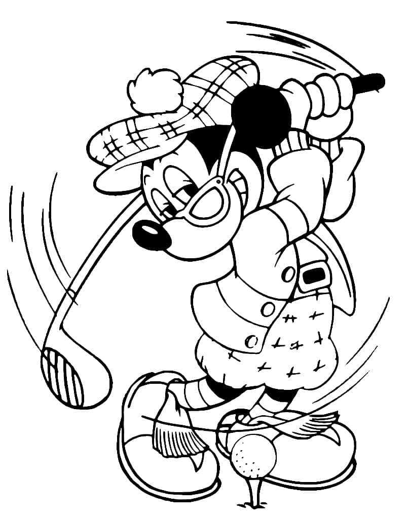 Kolorowanki Myszka Miki gra w golfa