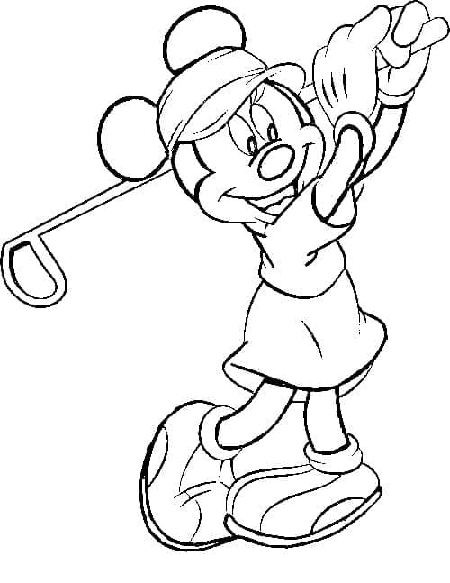 Kolorowanka Myszka Minnie gra w golfa