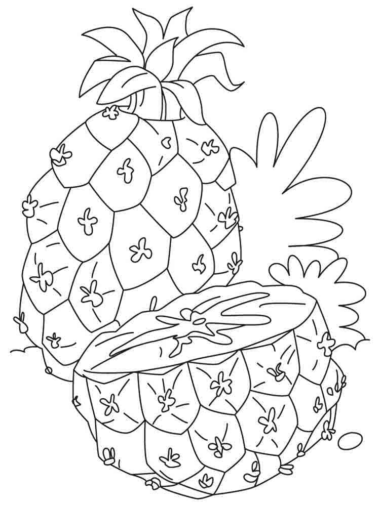 Kolorowanka Owoce ananasa do wydrukowania
