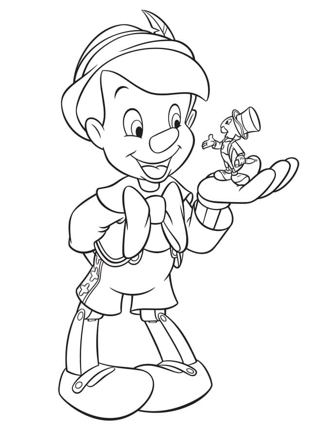 Kolorowanka Pinokio i mały Jiminy