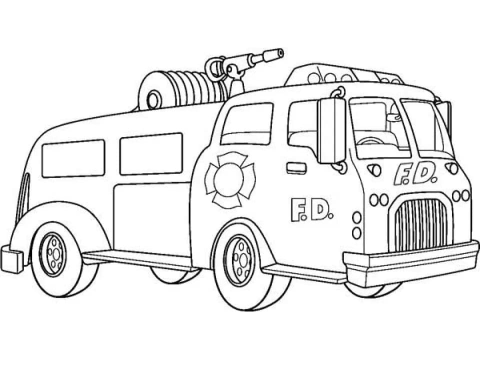 Kolorowanka Pomysł na wóz strażacki dla dziecka