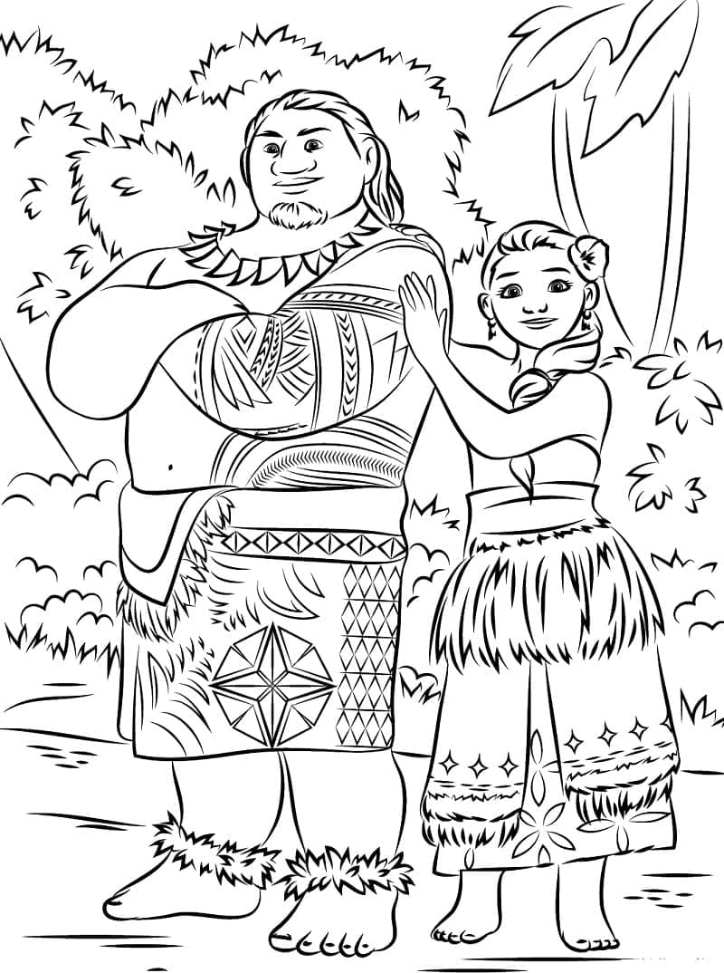 Kolorowanki Tui i Sina z Vaiana