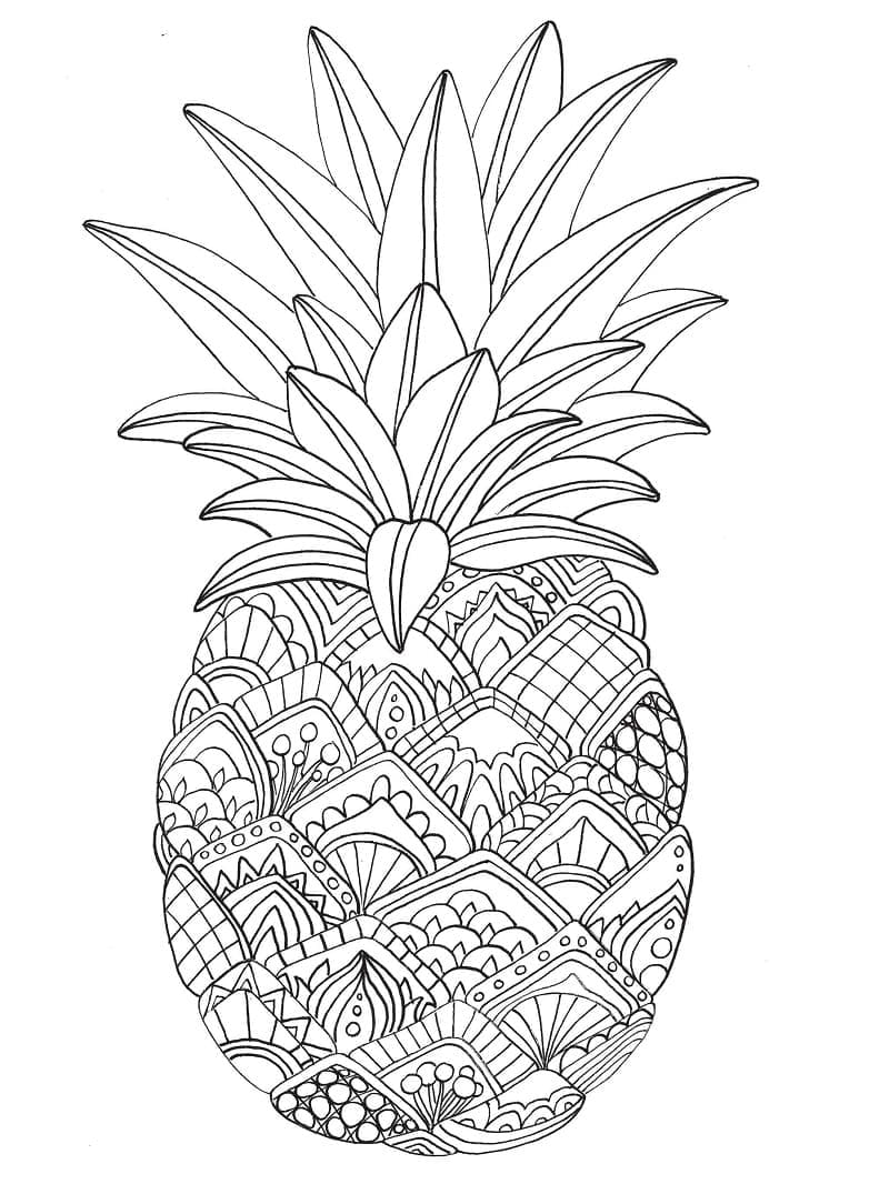 Kolorowanka Zentangle ananas