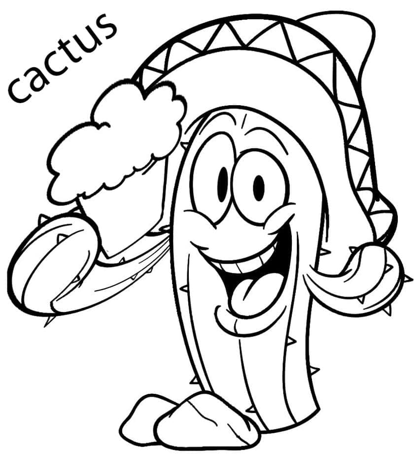Kolorowanka Bardzo zabawny kaktus