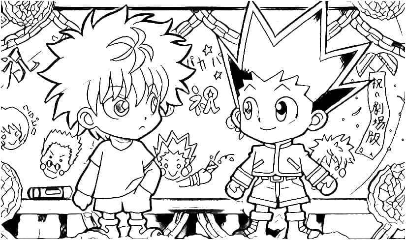 Kolorowanki Chibi Killua i Gon