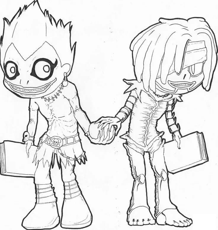 Kolorowanki Chibi Ryuk i Rem z Death Note