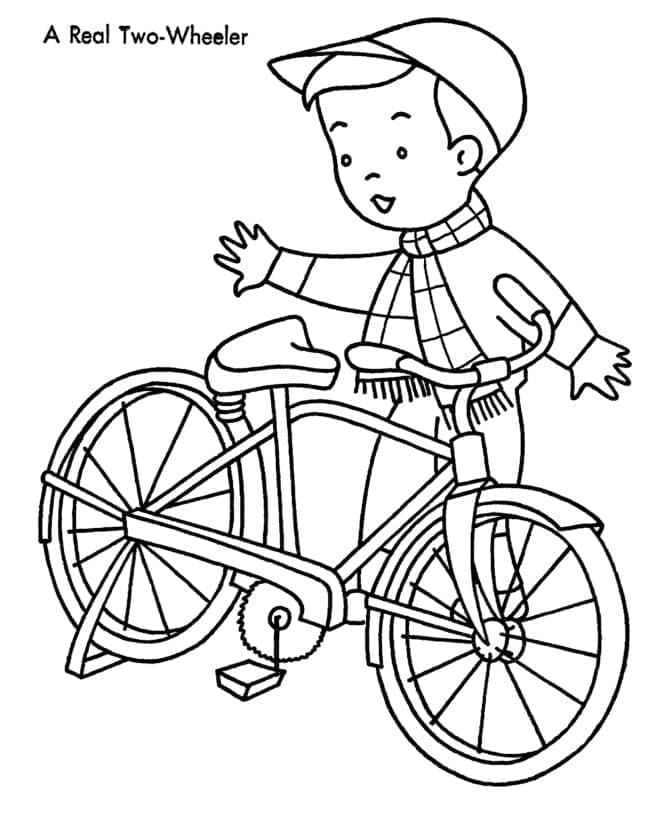 Kolorowanki Chłopiec i rower