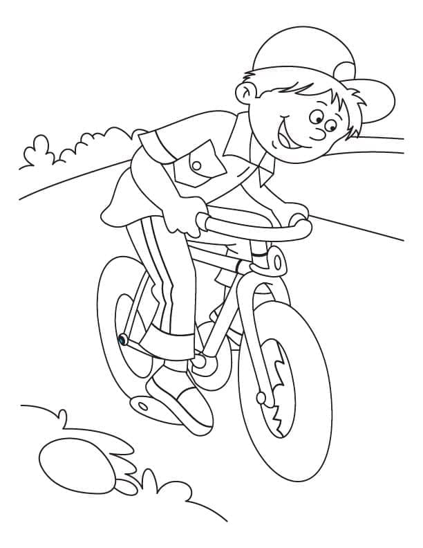 Kolorowanki Chłopiec jedzie na rowerze