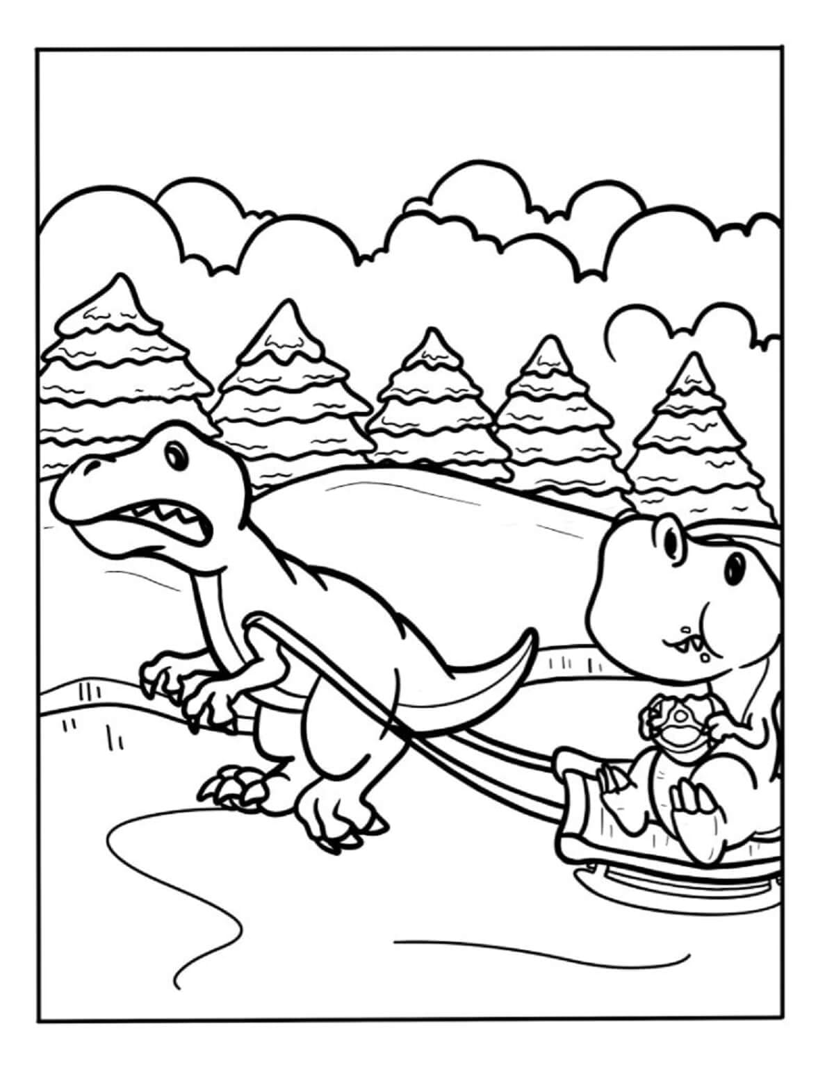 Kolorowanka Dinozaur na łyżwach