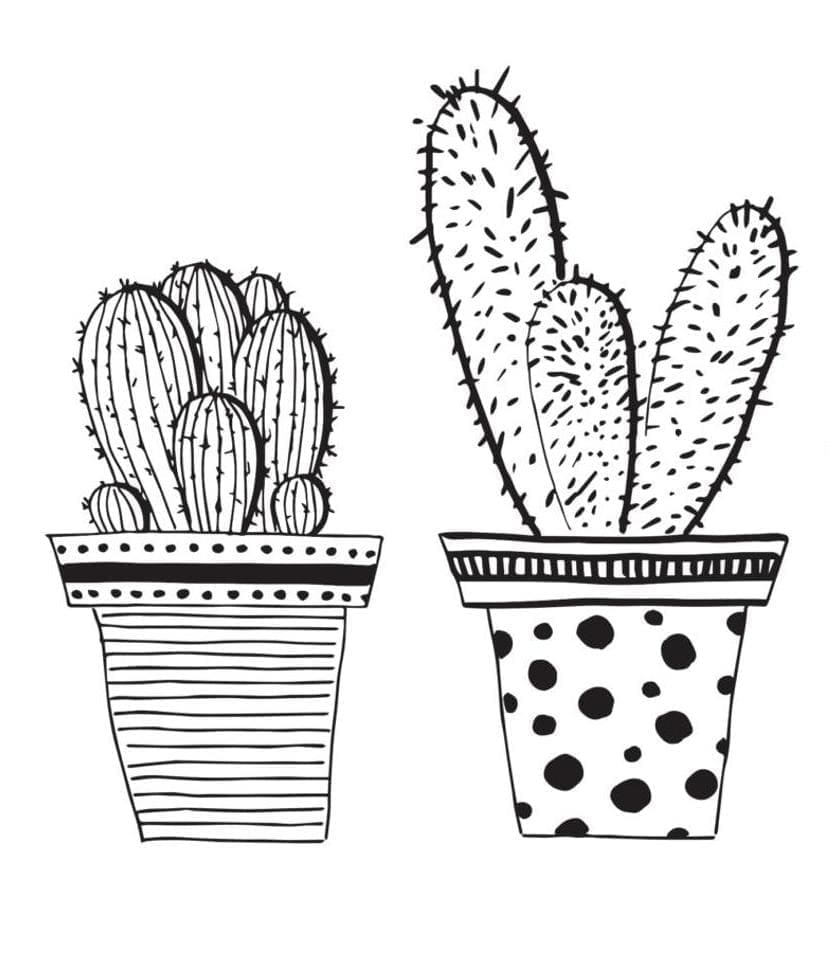 Kolorowanki Dwie doniczki na kaktusy