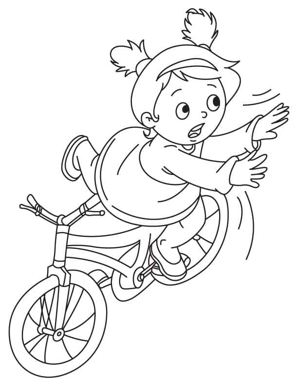 Kolorowanka Dzieciak spada z roweru