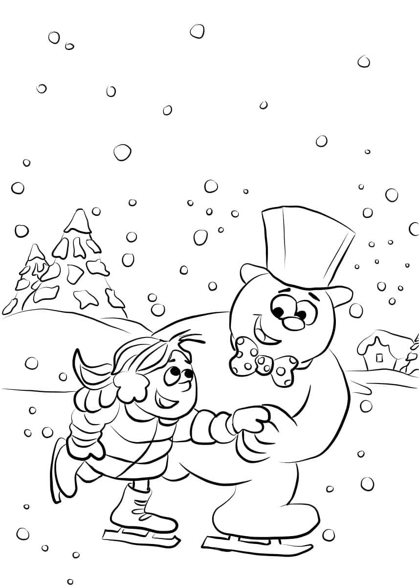 Kolorowanki Frosty the Snowman na łyżwach