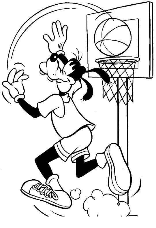 Kolorowanka Goofy grający w koszykówkę