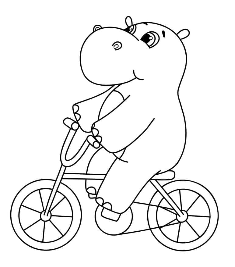 Kolorowanka Hippo jedzie na rowerze