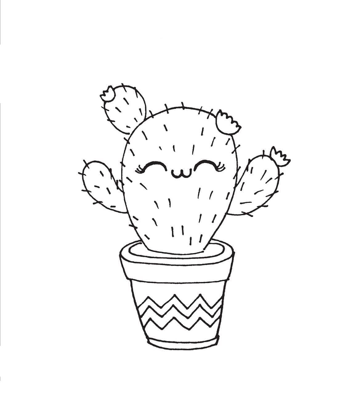Kolorowanki Kawaii kaktus