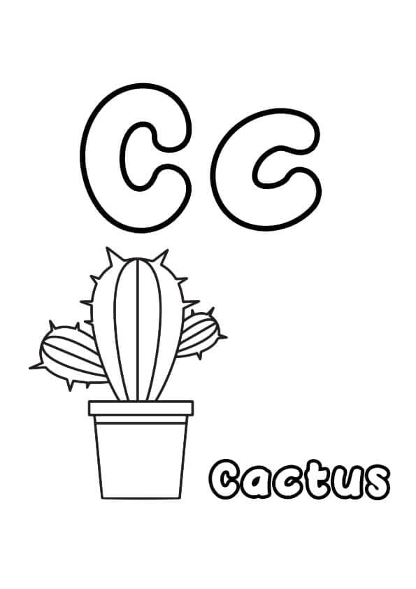 Kolorowanka Litera C z kaktusem