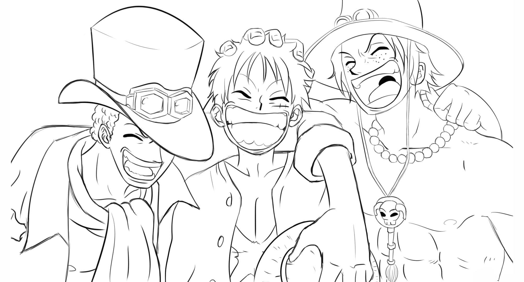 Kolorowanki Luffy i bracia