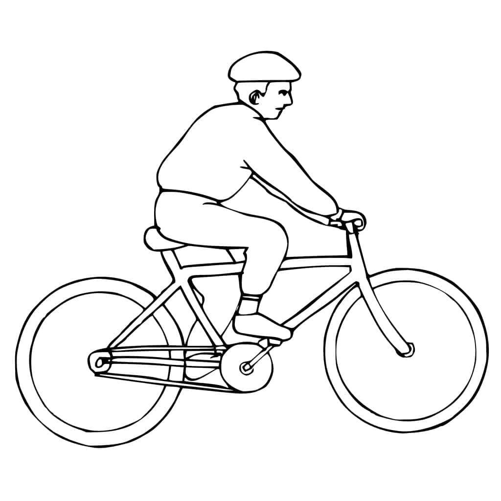Kolorowanki Mężczyzna jedzie na rowerze