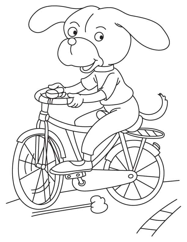 Kolorowanki Pies jedzie na rowerze