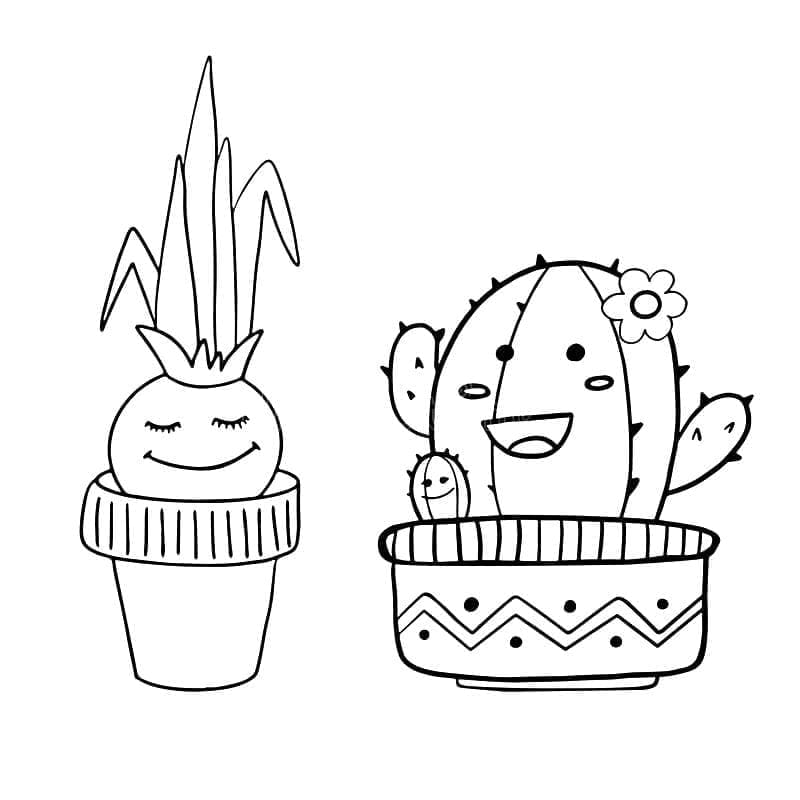 Kolorowanki Śliczna cebula i kaktus