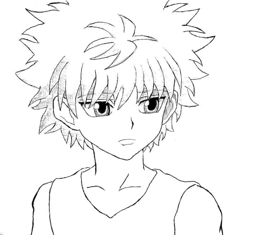 Kolorowanki Smutna Killua Zoldyck