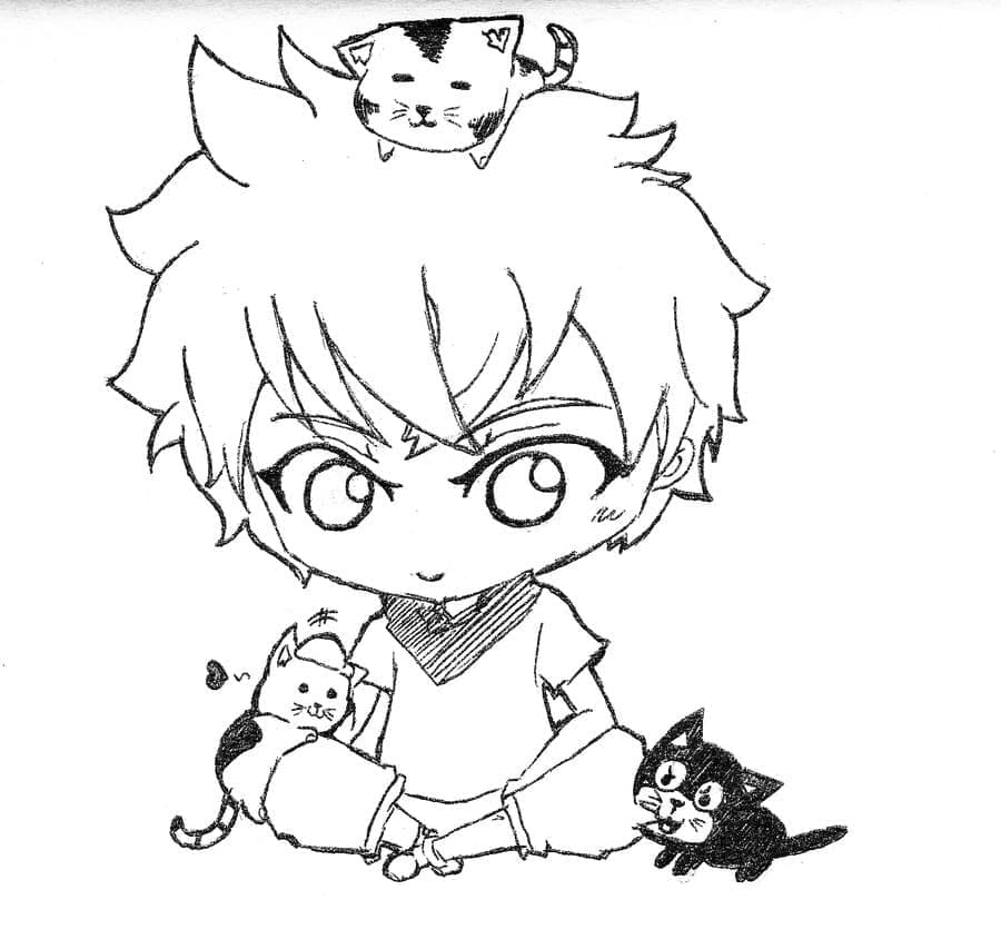 Kolorowanki Urocza chibi Killua Zoldyck