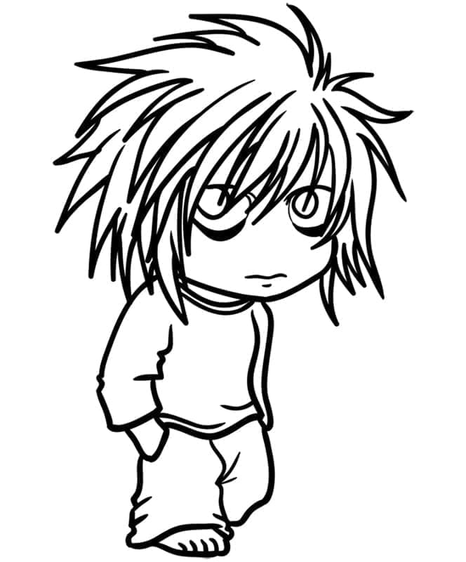 Kolorowanka Urocza chibi L Lawliet