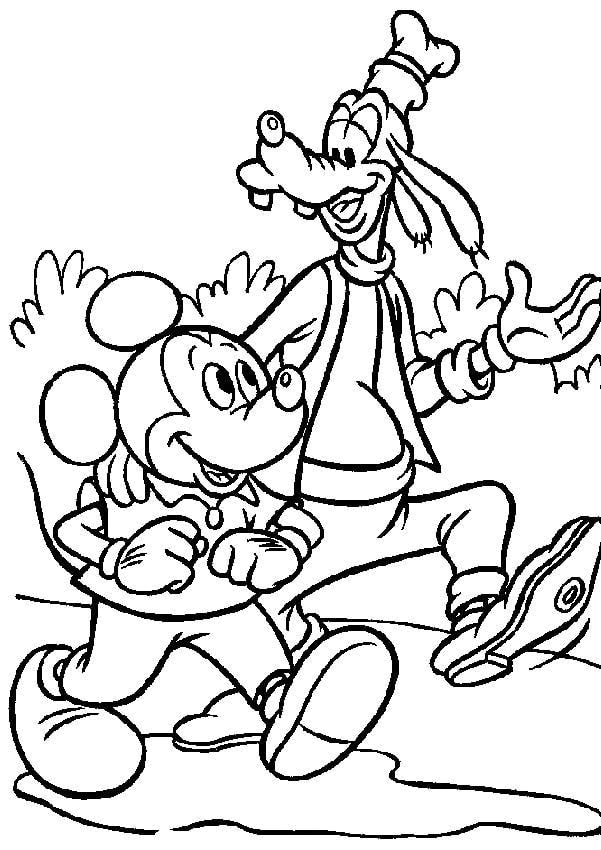 Kolorowanka Zabawny Goofy i Myszka Miki