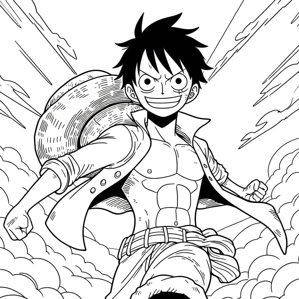 Kolorowanka Świetny obraz Luffy'ego