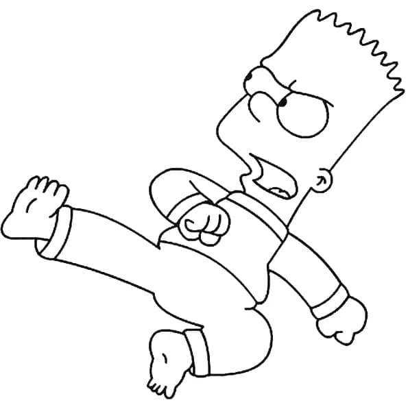 Kolorowanki Bart Simpson z karate