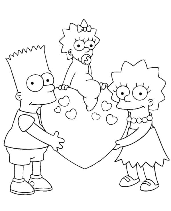 Kolorowanka Bart z Maggie i Lisa Simpson