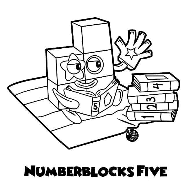 Kolorowanki Five z Numberblocks