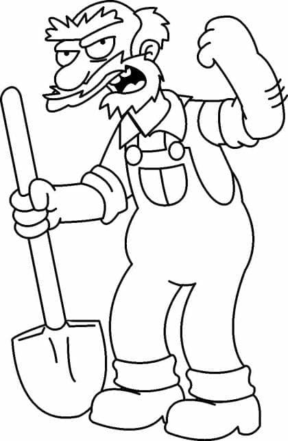 Kolorowanka Groundskeeper Willie z Simpsonowie