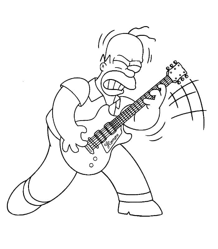 Kolorowanka Homer Simpson gra na gitarze