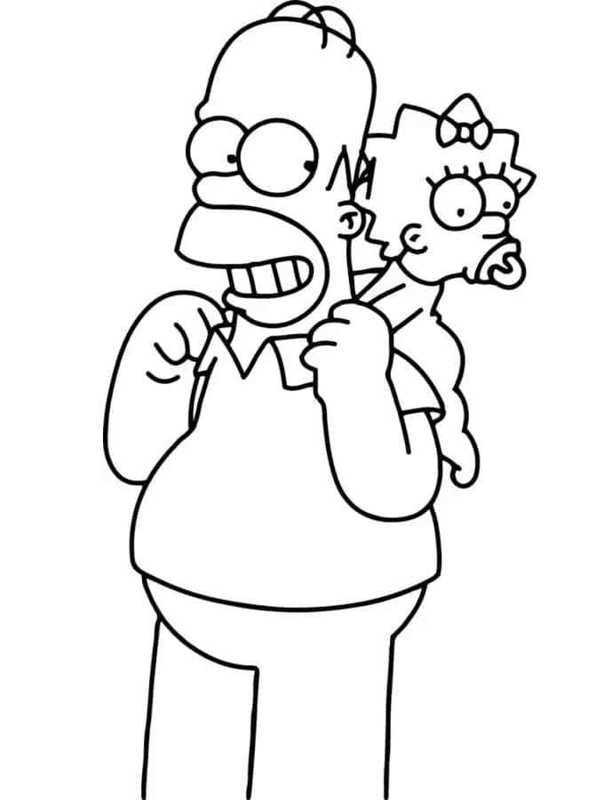 Kolorowanki Homer i Maggie Simpson