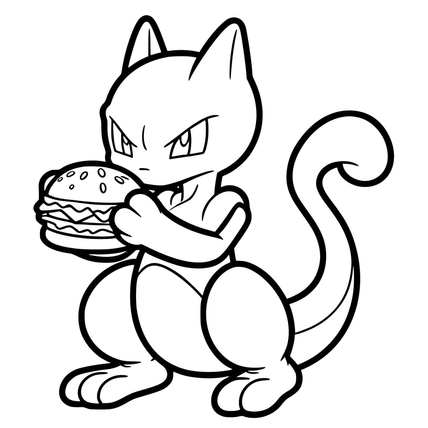 Kolorowanki Mewtwo z hamburgerem