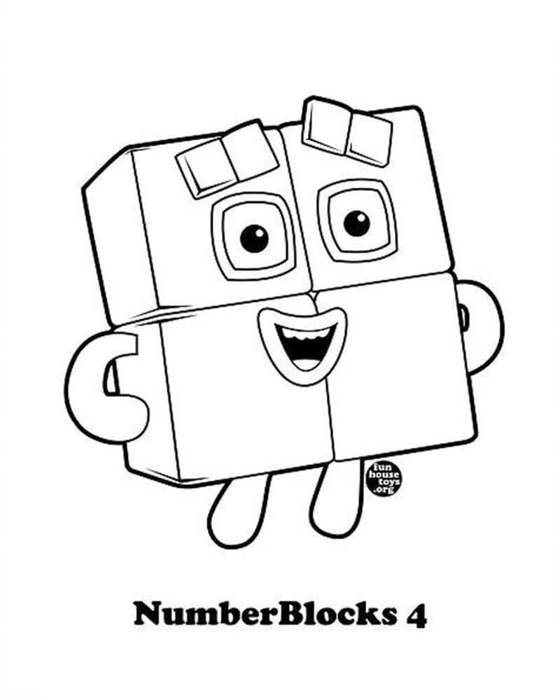 Kolorowanka Numberblocks Four