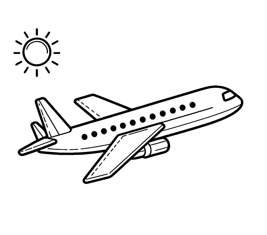 Kolorowanka Samolot ze słońcem