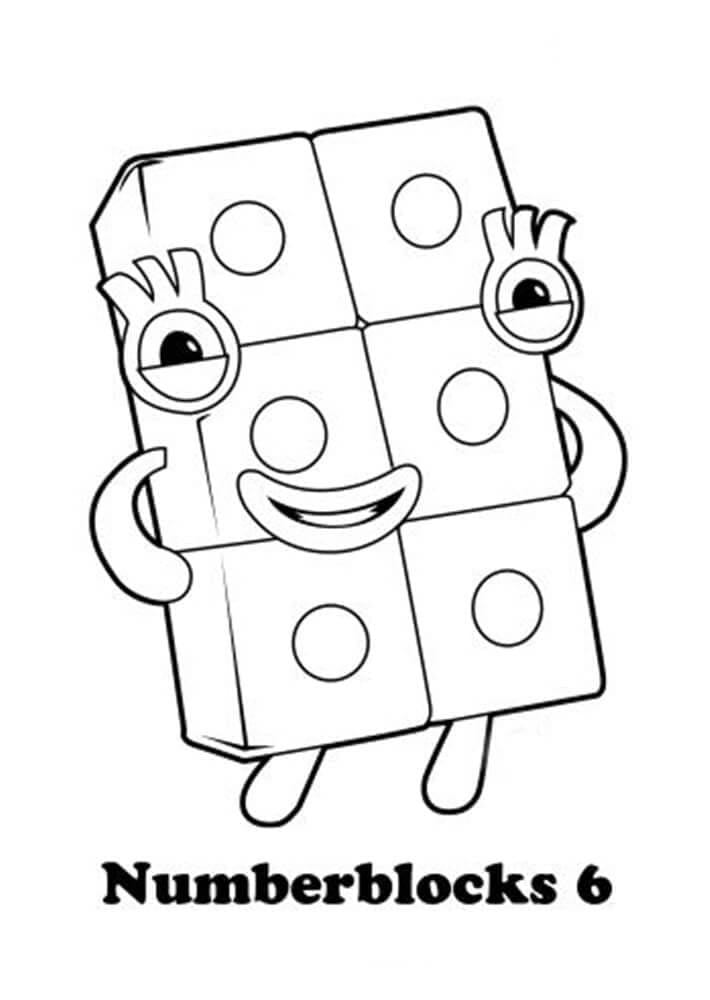 Kolorowanka Six Numberblocks